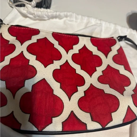 BRIGHTON Love Dove Canvas Crossbody Bag Tassel Red Bird - Picture 10 of 10